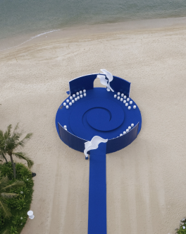 An Avant-Garde Vietnamese Beach Wedding Splashed in Cobalt Blue