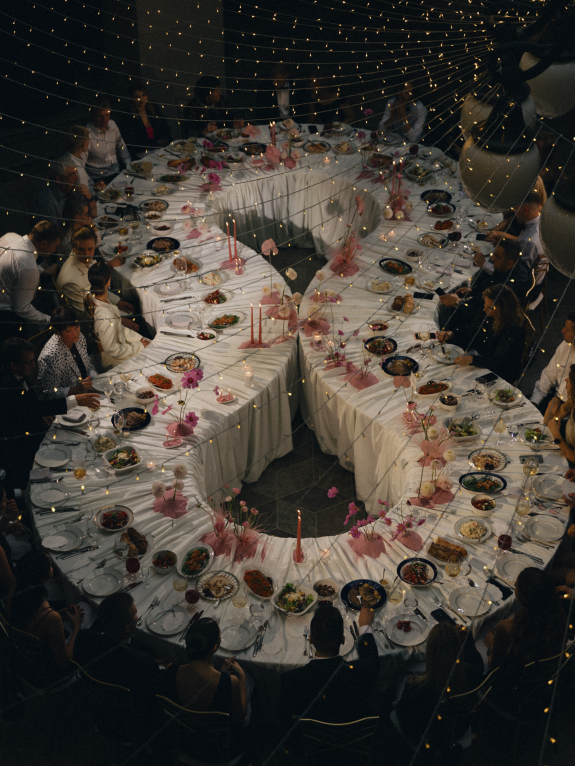 A Whimsical Wedding with a Giant Bow & Curved Tablescape