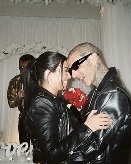 The First Kourtney Kardashian & Travis Barker Wedding Photos | Sunglasses, Leather Jackets