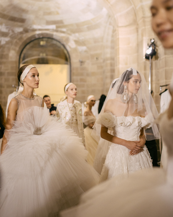 Backstage at Giambattista Valli's Debut Bridal Runway