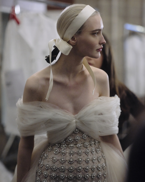 Backstage at Giambattista Valli's Debut Bridal Runway