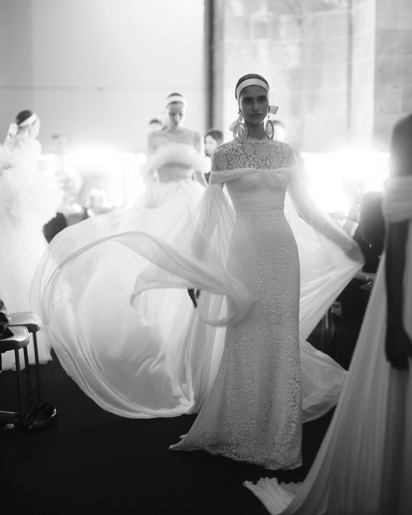 Backstage at Giambattista Valli's Debut Bridal Runway