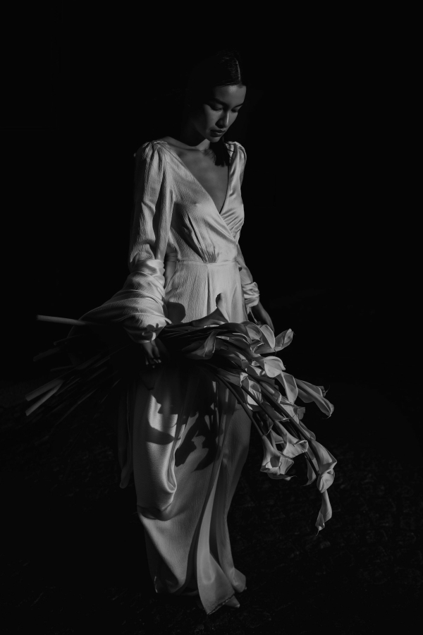 A Symphony of Silk, Light and Flowers at a Wedding Photo Shoot