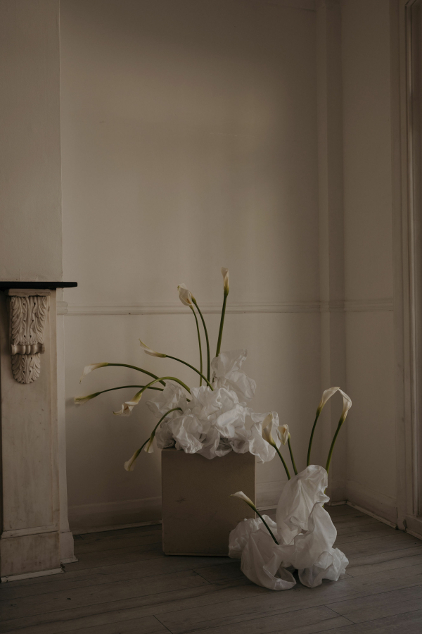 A Symphony of Silk, Light and Flowers at a Wedding Photo Shoot