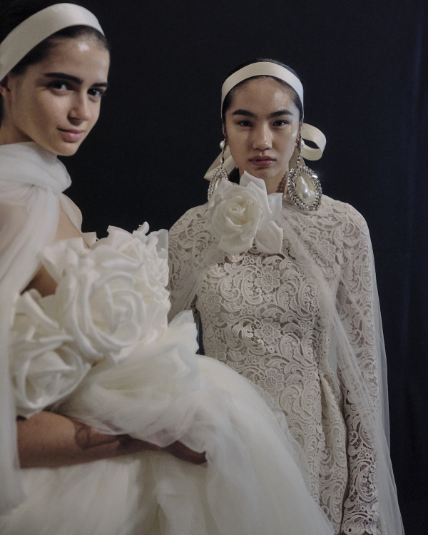 Backstage at Giambattista Valli's Debut Bridal Runway