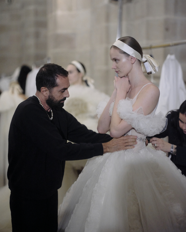 Backstage at Giambattista Valli's Debut Bridal Runway