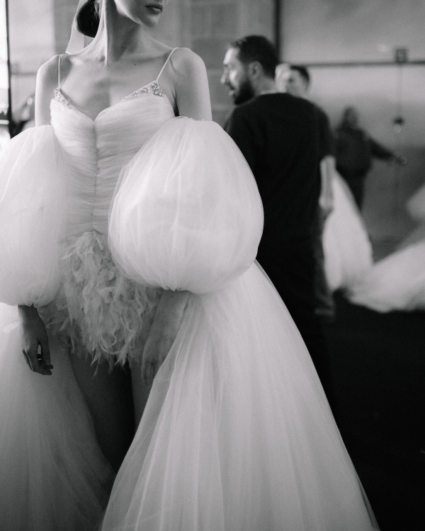 Backstage at Giambattista Valli's Debut Bridal Runway