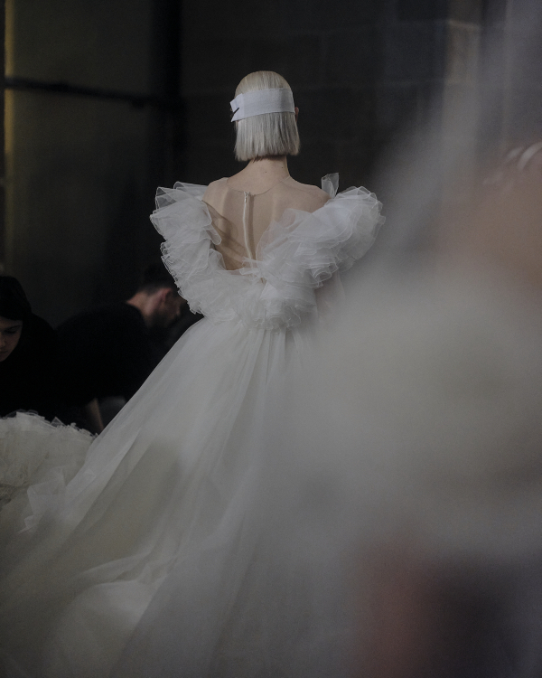 Backstage at Giambattista Valli's Debut Bridal Runway