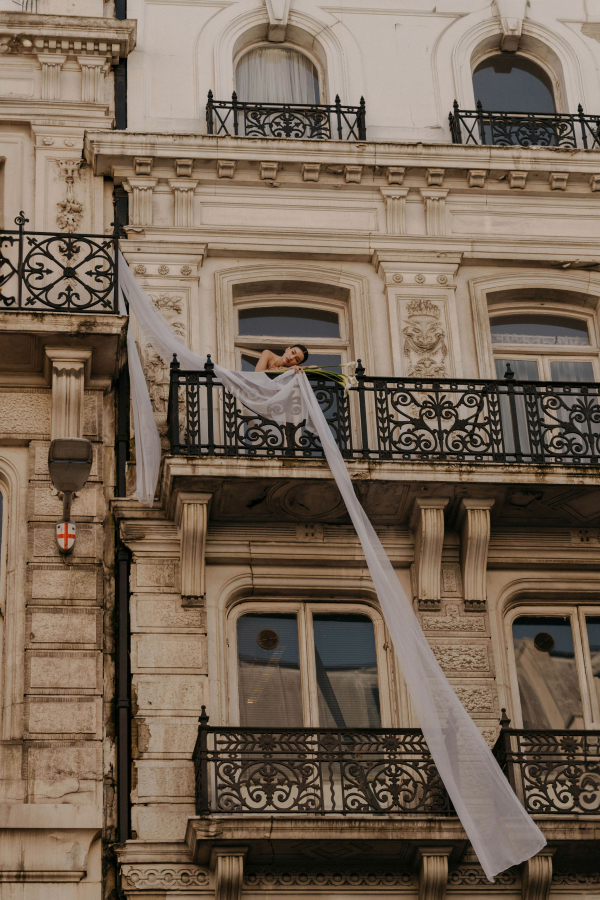 A Symphony of Silk, Light and Flowers at a Wedding Photo Shoot