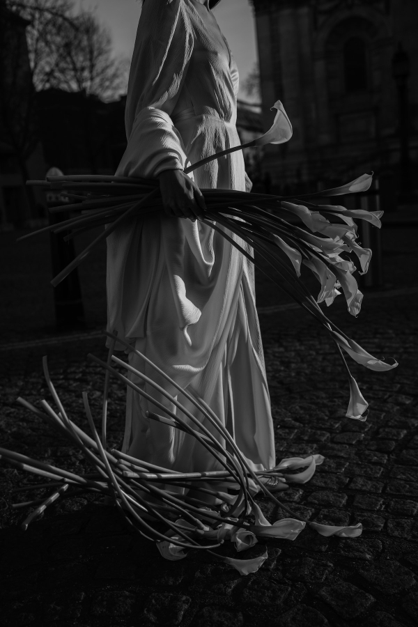 A Symphony of Silk, Light and Flowers at a Wedding Photo Shoot