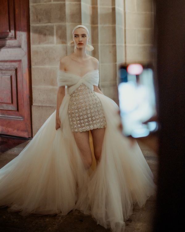 Backstage at Giambattista Valli's Debut Bridal Runway