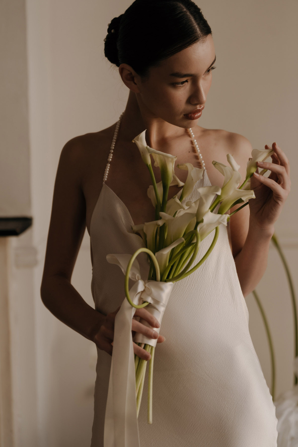 A Symphony of Silk, Light and Flowers at a Wedding Photo Shoot