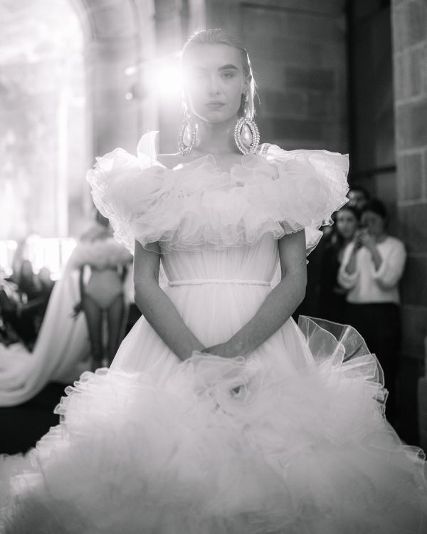 Backstage at Giambattista Valli's Debut Bridal Runway