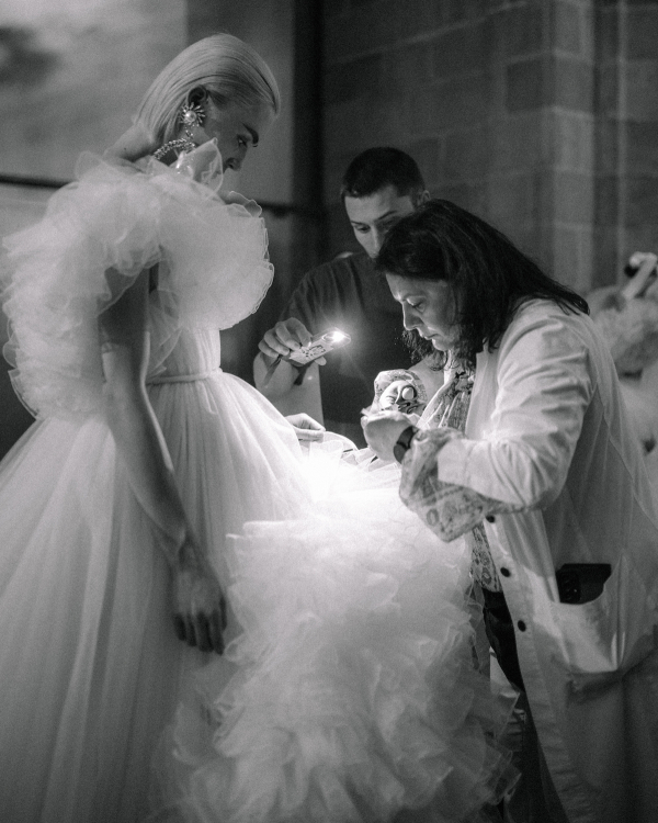 Backstage at Giambattista Valli's Debut Bridal Runway