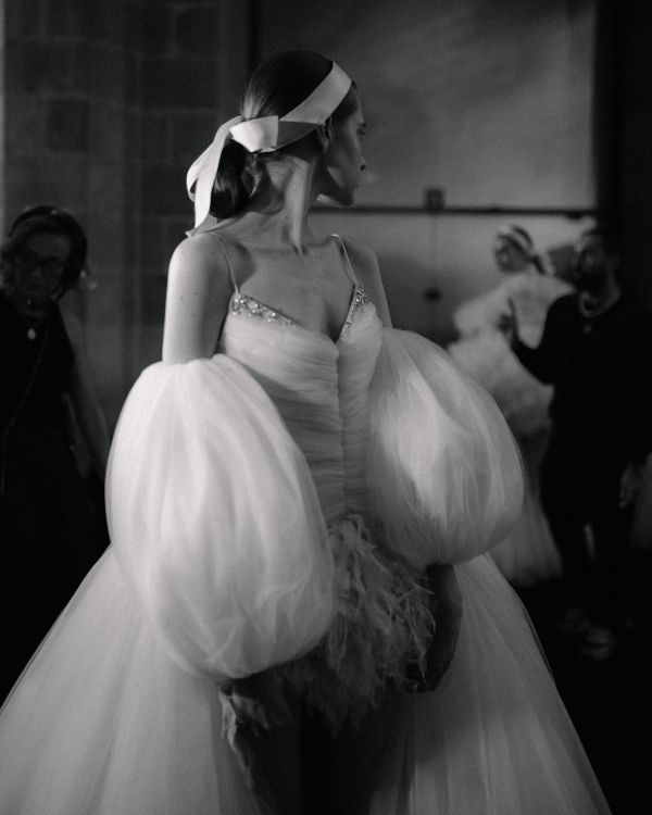 Backstage at Giambattista Valli's Debut Bridal Runway