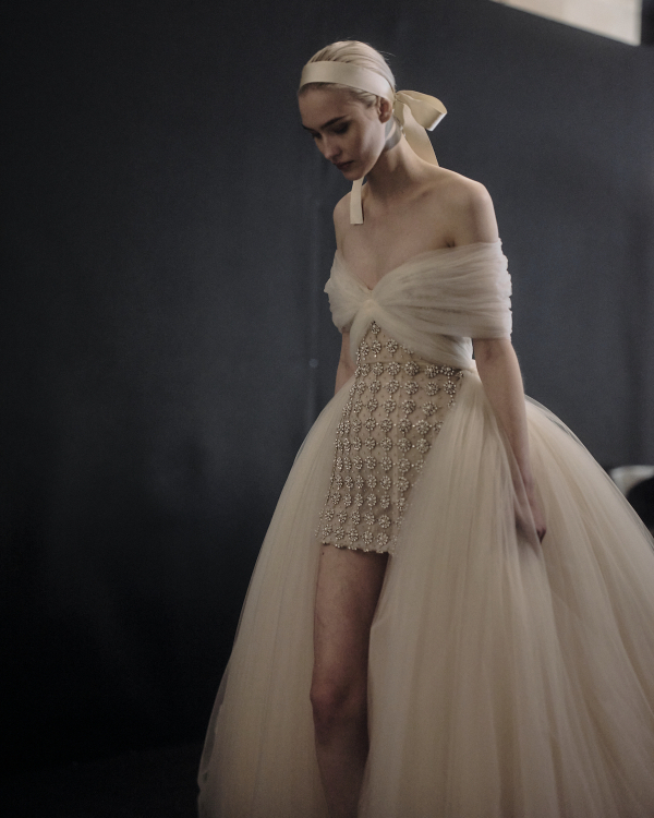 Backstage at Giambattista Valli's Debut Bridal Runway