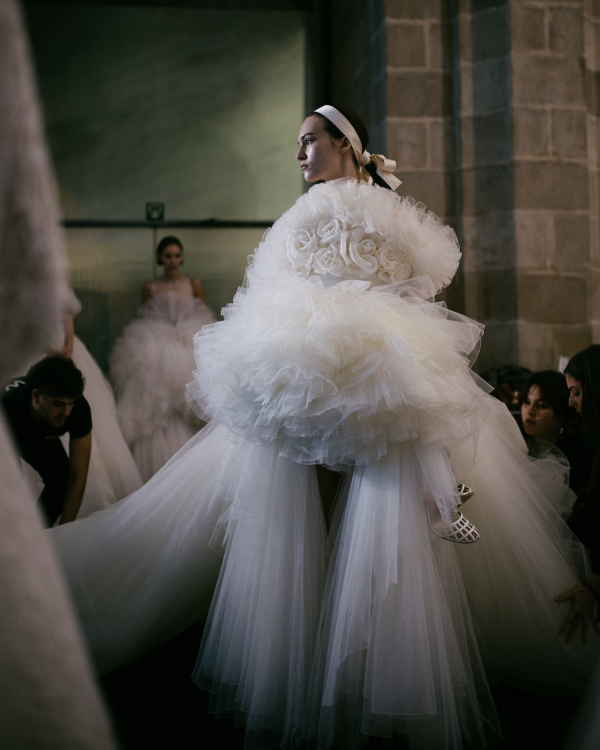 Backstage at Giambattista Valli's Debut Bridal Runway
