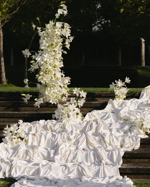 Floral Poise and Draped Drama