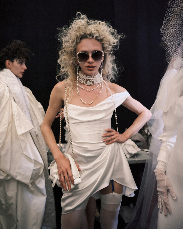 Backstage at Vivienne Westwood's Debut Bridal Runway