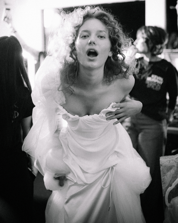 Backstage at Vivienne Westwood's Debut Bridal Runway