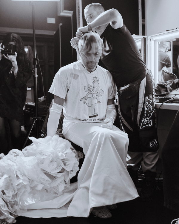 Backstage at Vivienne Westwood's Debut Bridal Runway