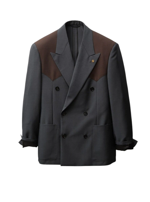 <a href="https://www.versace.com/us/en/men/clothing/blazers-suits/wool-mohair-boxy-blazer-gray-brown/1023616-1A17669_2EW30.html">VERSACE Blazer</a>, $3590