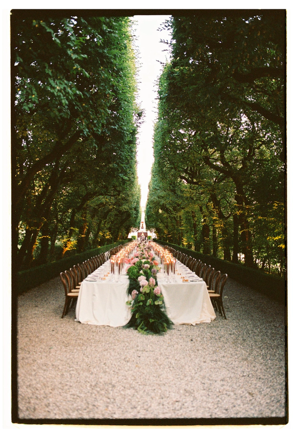 An Event Stylist’s Magical Italian Garden Wedding with a Vintage Red Ferrari & Forest Reception