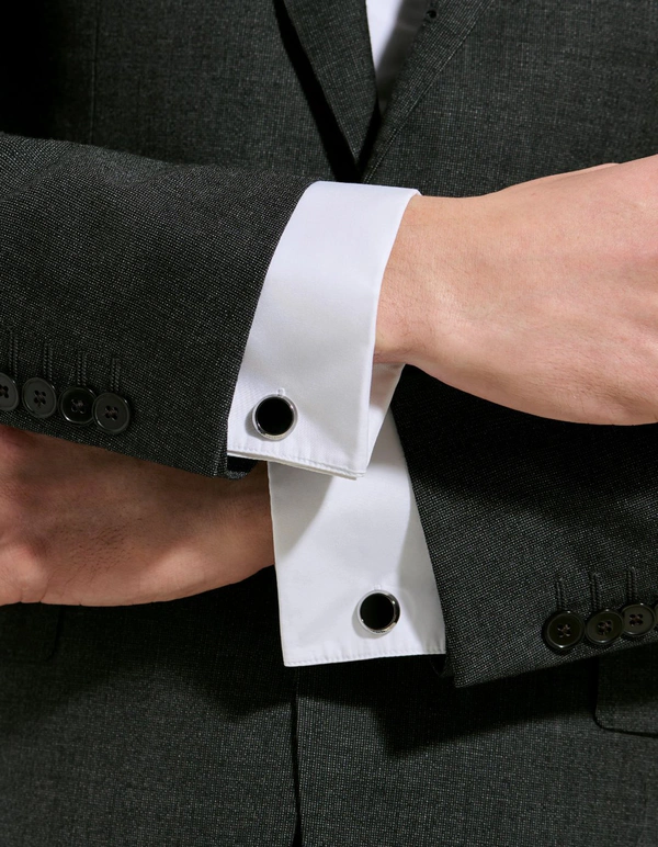 <a href="https://www.montblanc.com/en-us/meisterstuck-cufflinks-MB112896.html">MONTBLANC Meisterstück Cufflinks with Onyx Inlay, $290</a>