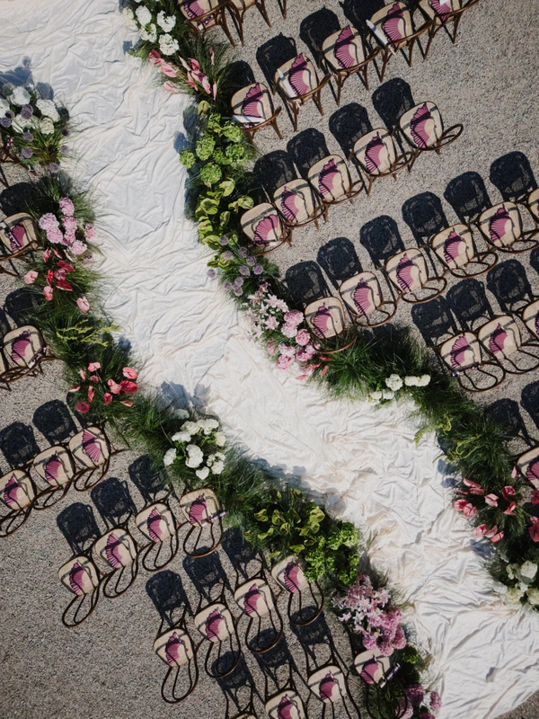 An Event Stylist’s Magical Italian Garden Wedding with a Vintage Red Ferrari & Forest Reception