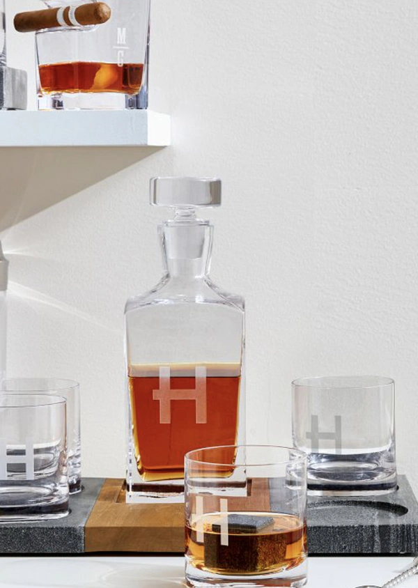 <a href="https://www.markandgraham.com/products/wood-and-marble-decanter-gift-set/">MARK & GRAHAM Wood and Marble Decanter Gift Set, $179</a>