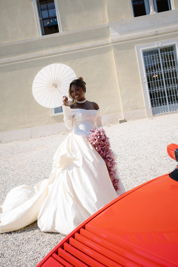An Event Stylist’s Magical Italian Garden Wedding with a Vintage Red Ferrari & Forest Reception
