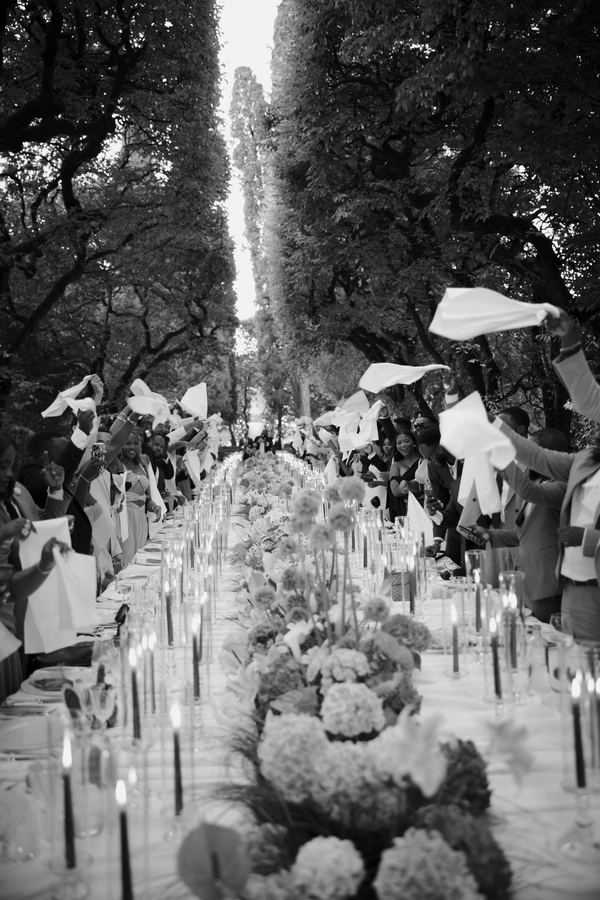 An Event Stylist’s Magical Italian Garden Wedding with a Vintage Red Ferrari & Forest Reception
