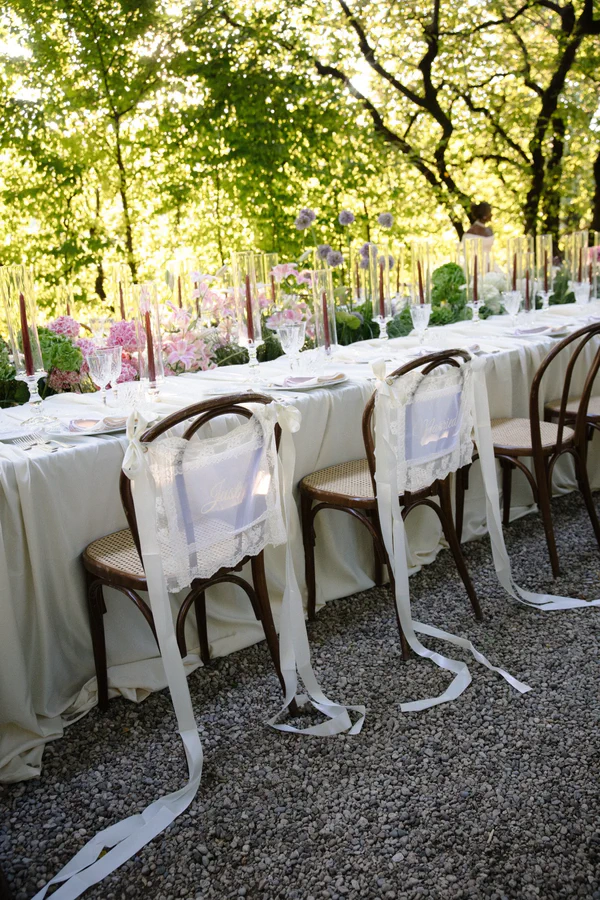 An Event Stylist’s Magical Italian Garden Wedding with a Vintage Red Ferrari & Forest Reception