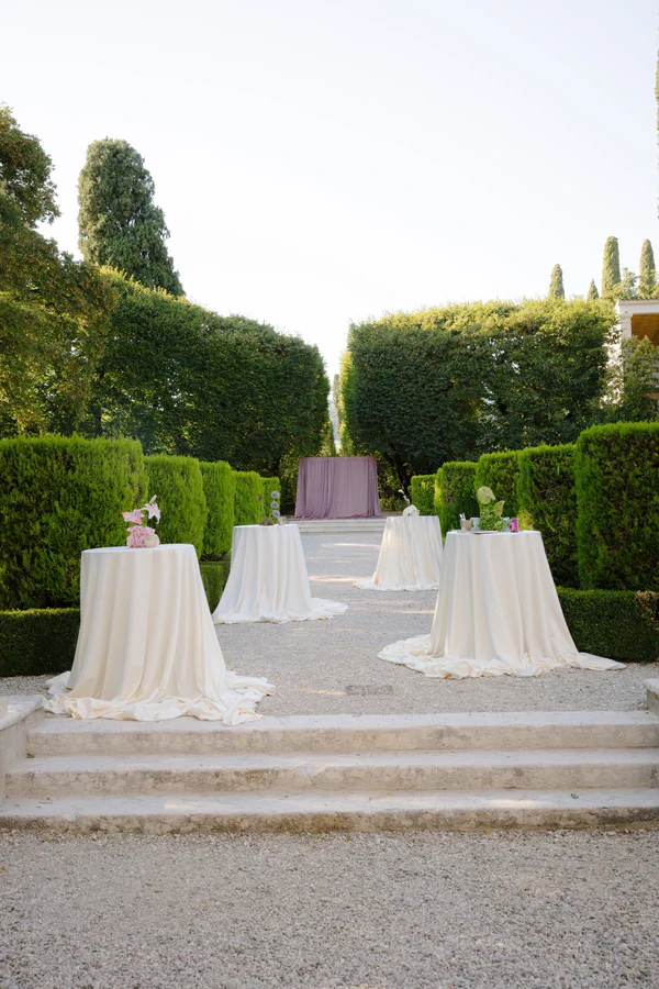 An Event Stylist’s Magical Italian Garden Wedding with a Vintage Red Ferrari & Forest Reception