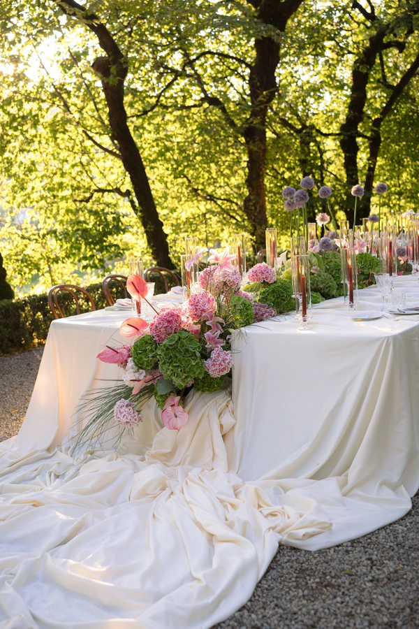 An Event Stylist’s Magical Italian Garden Wedding with a Vintage Red Ferrari & Forest Reception
