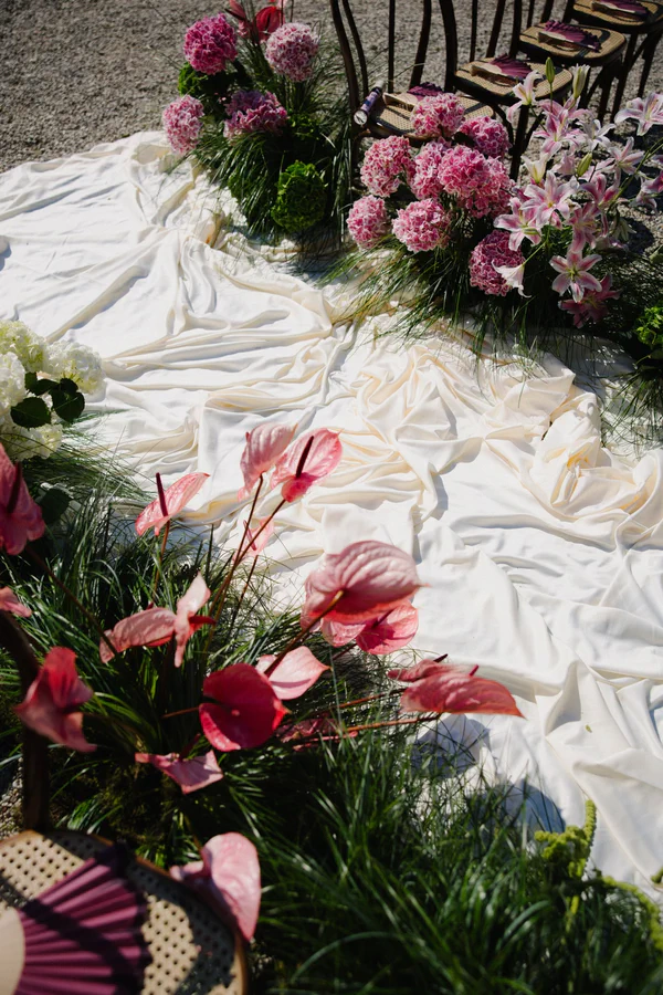 An Event Stylist’s Magical Italian Garden Wedding with a Vintage Red Ferrari & Forest Reception