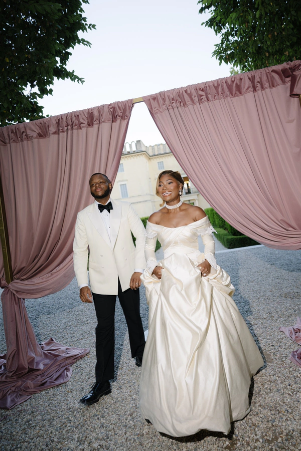 An Event Stylist’s Magical Italian Garden Wedding with a Vintage Red Ferrari & Forest Reception
