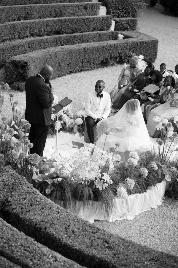 An Event Stylist’s Magical Italian Garden Wedding with a Vintage Red Ferrari & Forest Reception