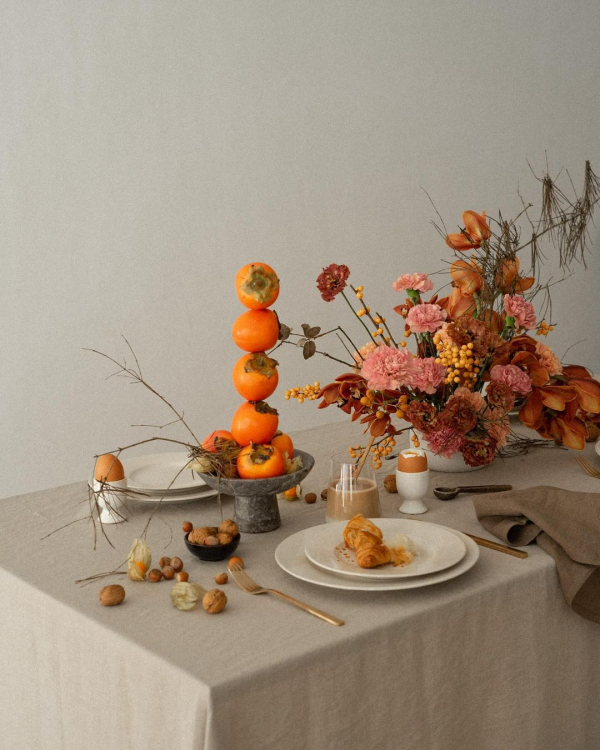 Stylish Tablescapes: Bread Candles, Flowers & Croissants