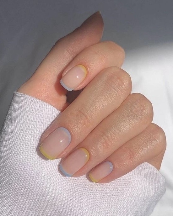 26 French Manicure Ideas | Summer French Tips Designs | White Nails & With Color | Diagonal French