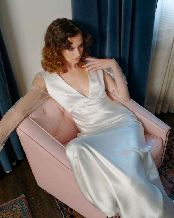 Top 11 Silk Bridal Gowns | Danielle Frankel Sasha | Summer White Silk Dresses for Weddings