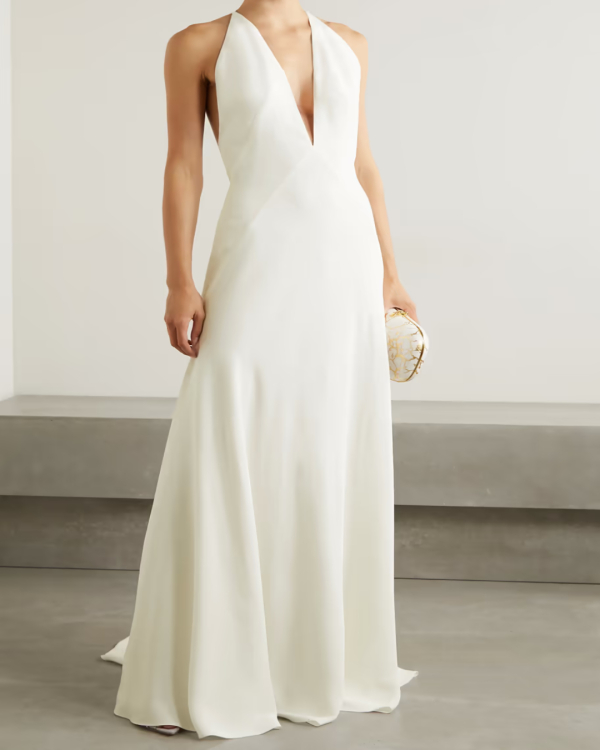 Top 11 Silk Bridal Gowns | Danielle Frankel Sasha | Summer White Silk Dresses for Weddings