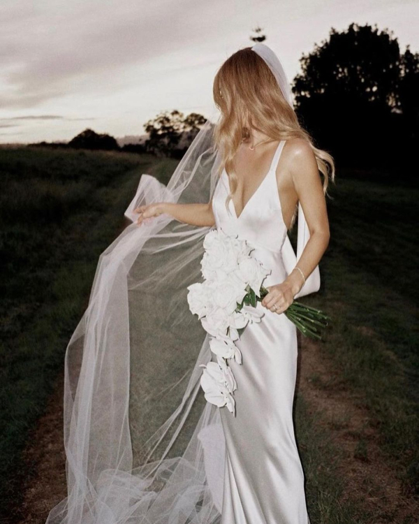 Top 11 Silk Bridal Gowns | Danielle Frankel Sasha | Summer White Silk Dresses for Weddings