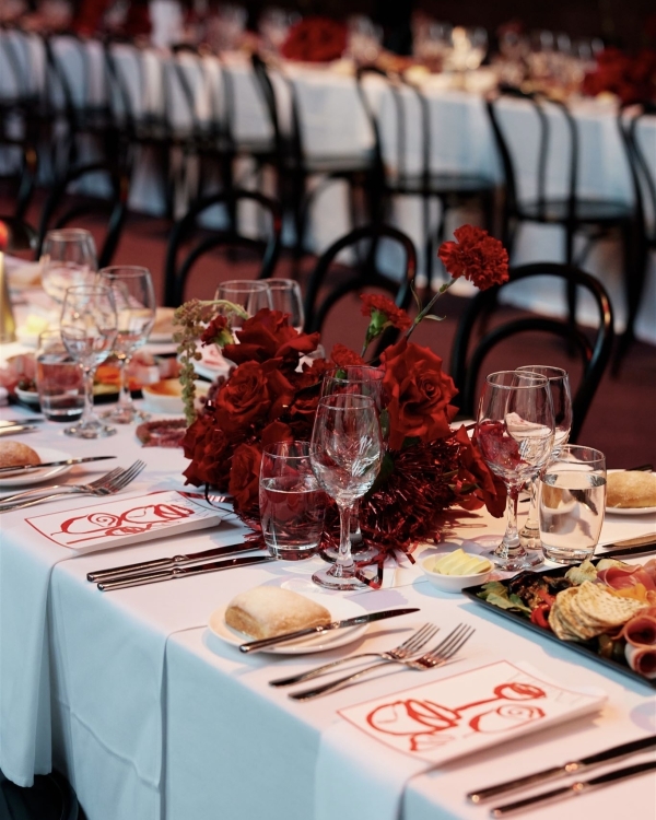 Romantic Wedding in the Garden by Day, Moody Red Event  by Night