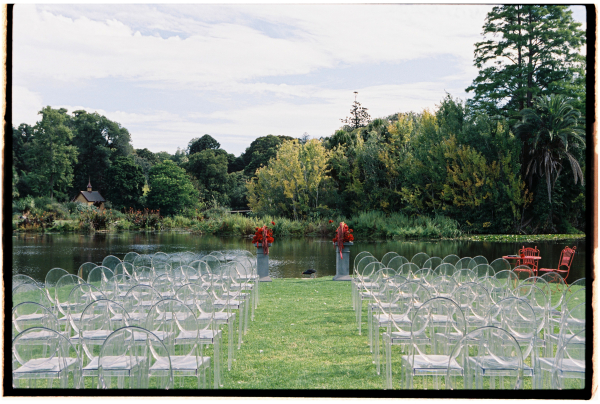 Romantic Wedding in the Garden by Day, Moody Red Event  by Night