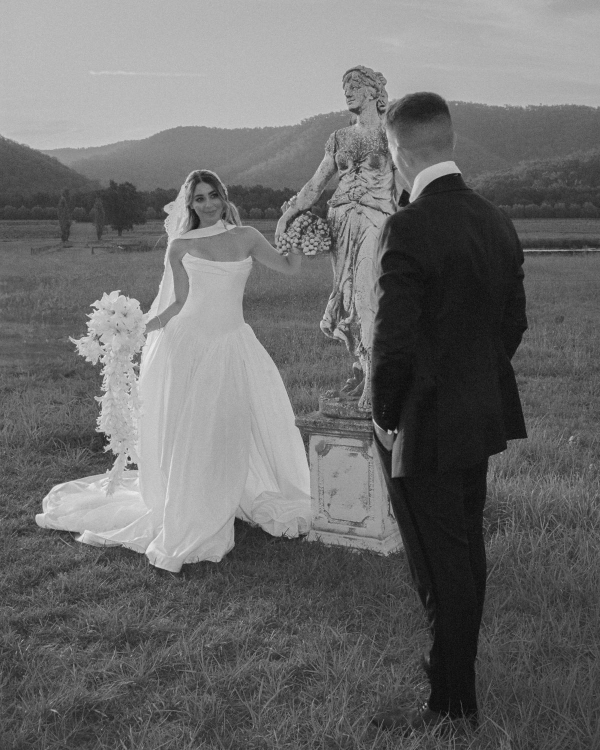 Floral Poise and Draped Drama