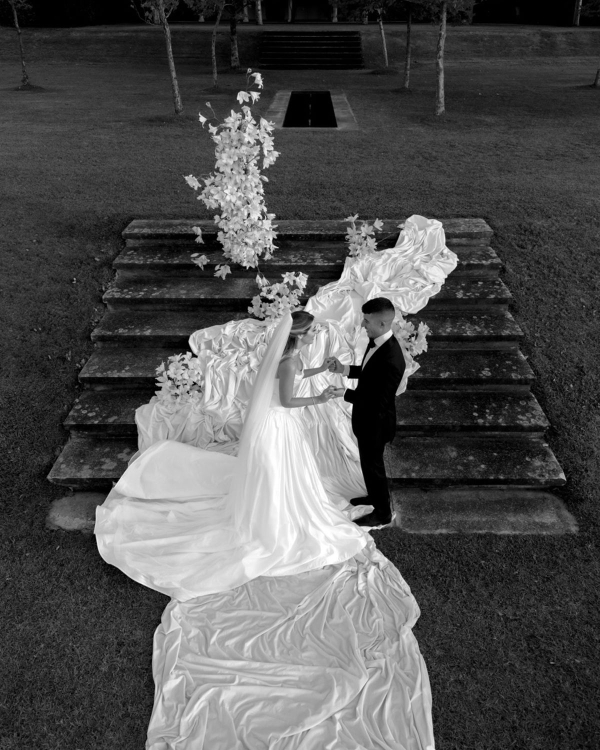 Floral Poise and Draped Drama