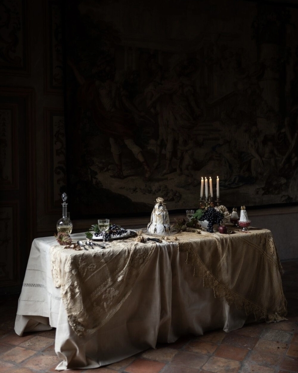 Classical European for Wedding Decor | Draped Fabrics, Candles, and Antique Silverware