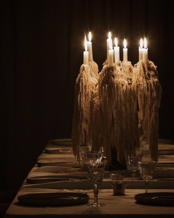 Classical European for Wedding Decor | Draped Fabrics, Candles, and Antique Silverware