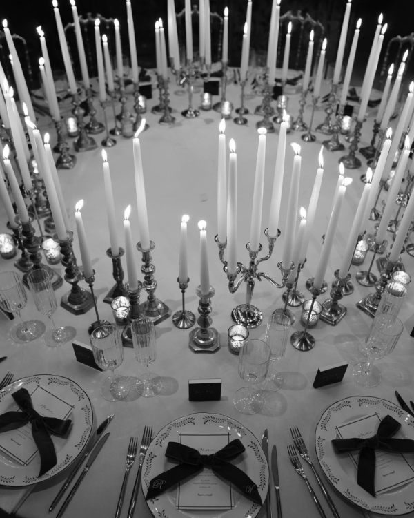 Classical European for Wedding Decor | Draped Fabrics, Candles, and Antique Silverware